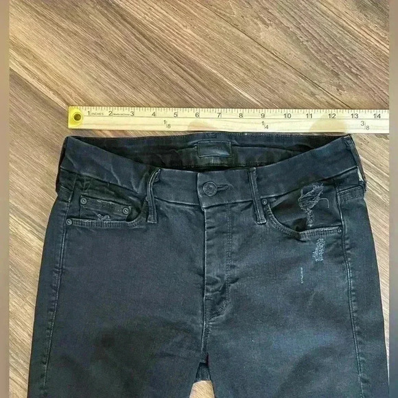 Mother Jeans Womens Size 26 Black The Looker Ankle Fray Raw Hem Guilty as Sin - Picture 5 of 11